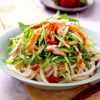 きゅうりとささ身の梅だれうどん