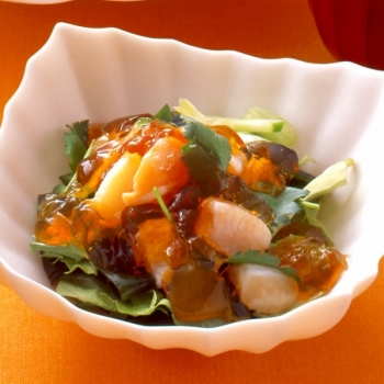 きゅうりとわかめのポン酢ゼリーかけ