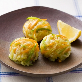 肉団子の彩り蒸し